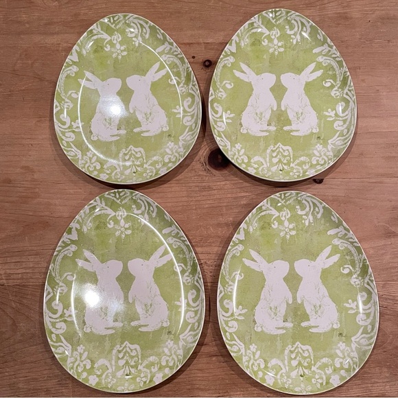 The Prairie Rachel Ashwell set of 4 pastel bunny plates cottagecore Shabby Chic - Picture 1 of 5